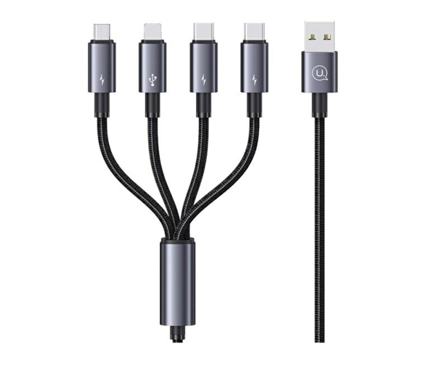 USAMS Kabel 4w1 2xUSB-C/Lightning/MicroUSB 15W 1,2m Aluminum - 1569021 - zdjęcie